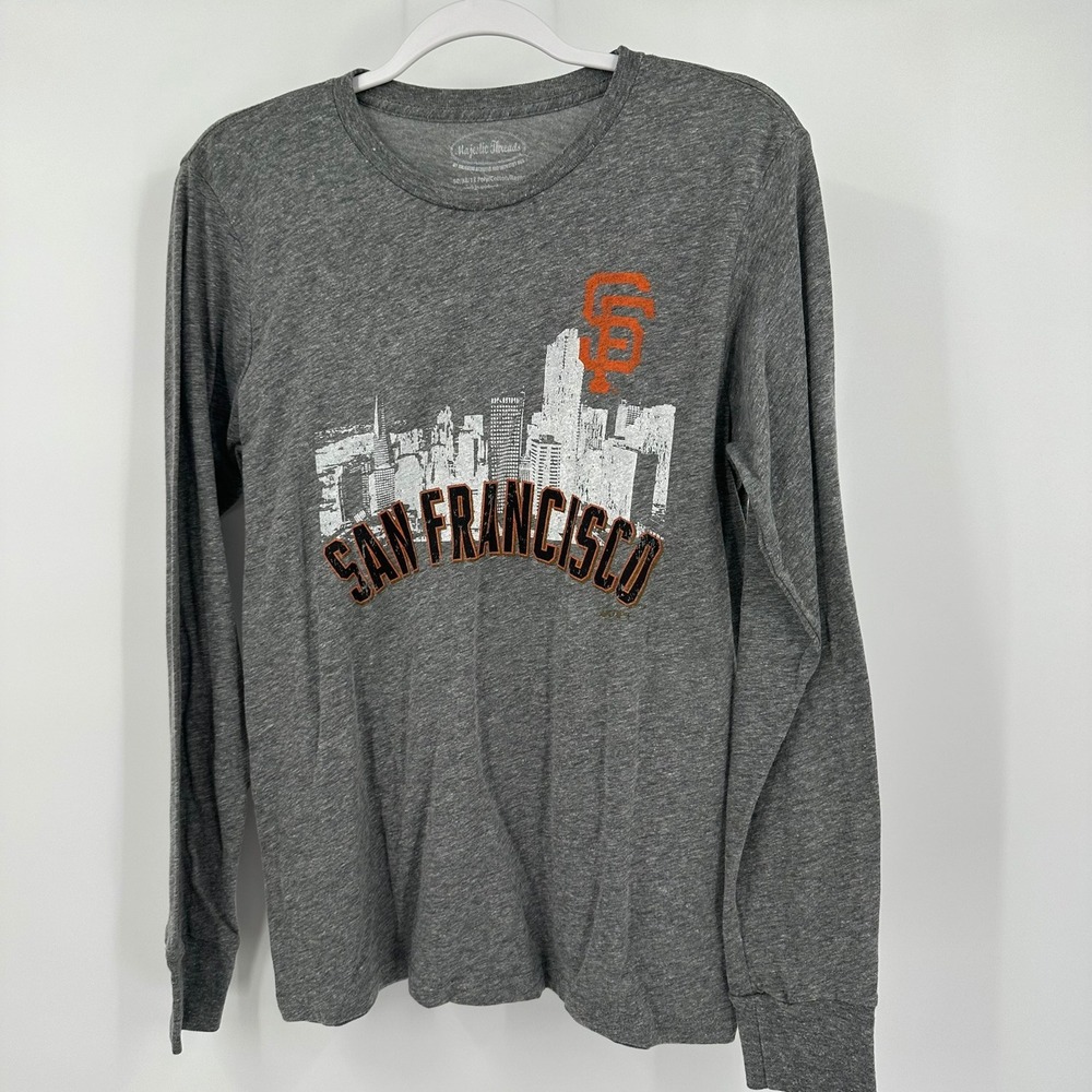 Majestic Threads Mens San Francisco Giants Gray Skyline Long Sleeve T-Shirt Sz M